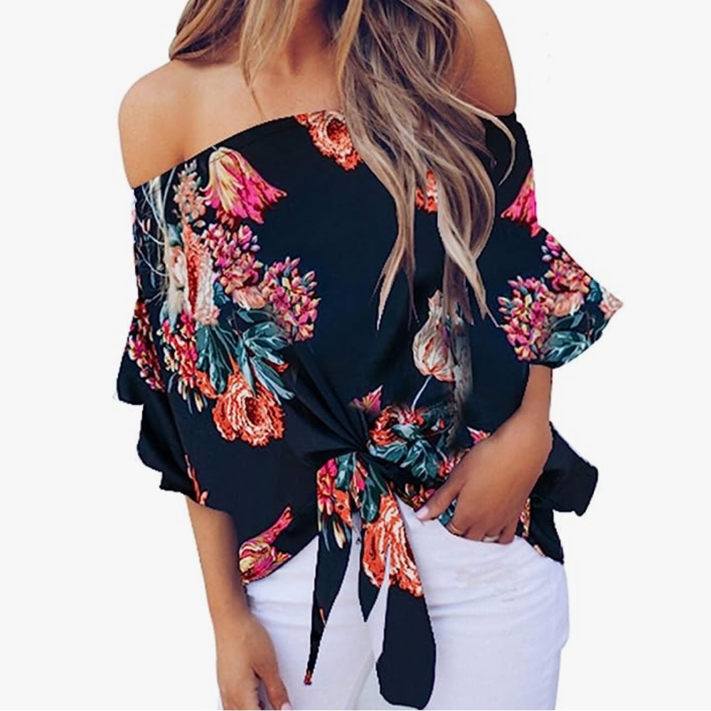 Women’s Large Off Shoulder Floral Blouse
